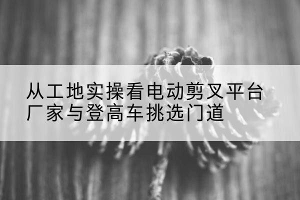 黔西南电动剪叉升降平台厂家-从工地实操看电动剪叉平台厂家与登高车挑选门道